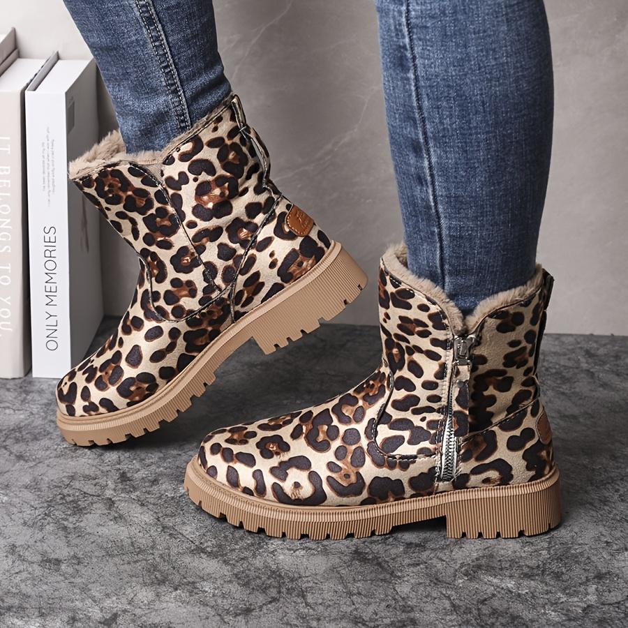 Warm Winter Snow Boots Women's Plush-Lined, Thick Fabric Upper & Lining, Slip-Resistant Rubber Sole