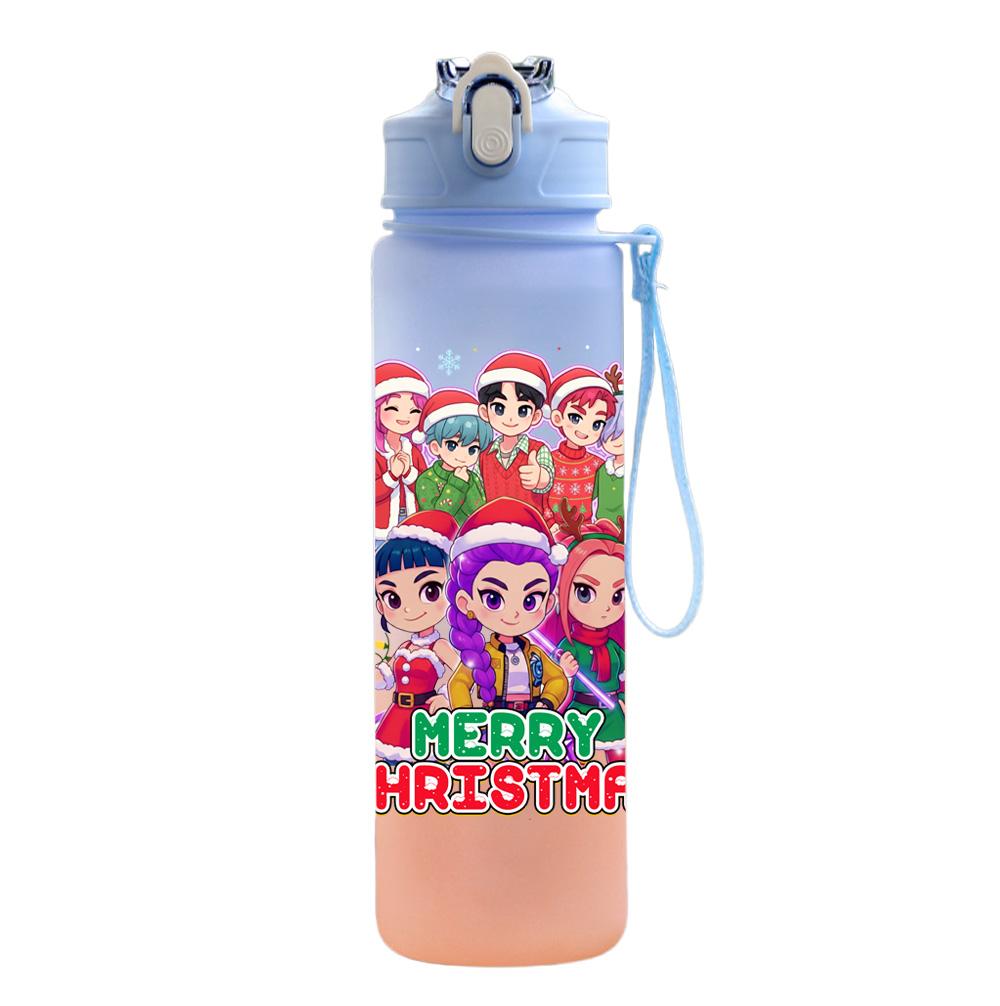 750Ml Water Bottle Anime Christmas K-Pop Demon Hunters Printed Large Capacity Drinking Cup Portable Outdoor Sports Water Cup Children Kid Gift