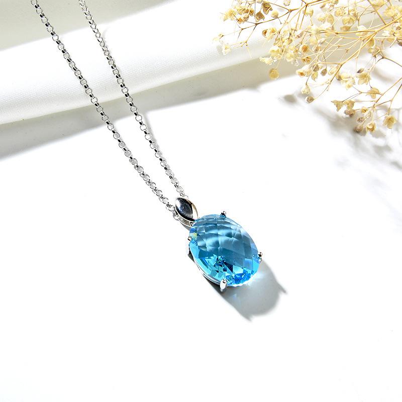 Ensemble de bijoux en argent S925 incrusté de pierres précieuses, tempérament Simple pour dames, boucles d'oreilles en cristal de couleur, bague, collier, bijoux