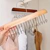 Wooden Multi-Hook Hanger Organizer - Space-Saving Storage Rack for Underwear Bras Vests