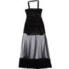 2026 Spice Girl Mesh Design Sense Solid Color Velvet Dress Women's Pure Birthday Party Dress Skinny Dress