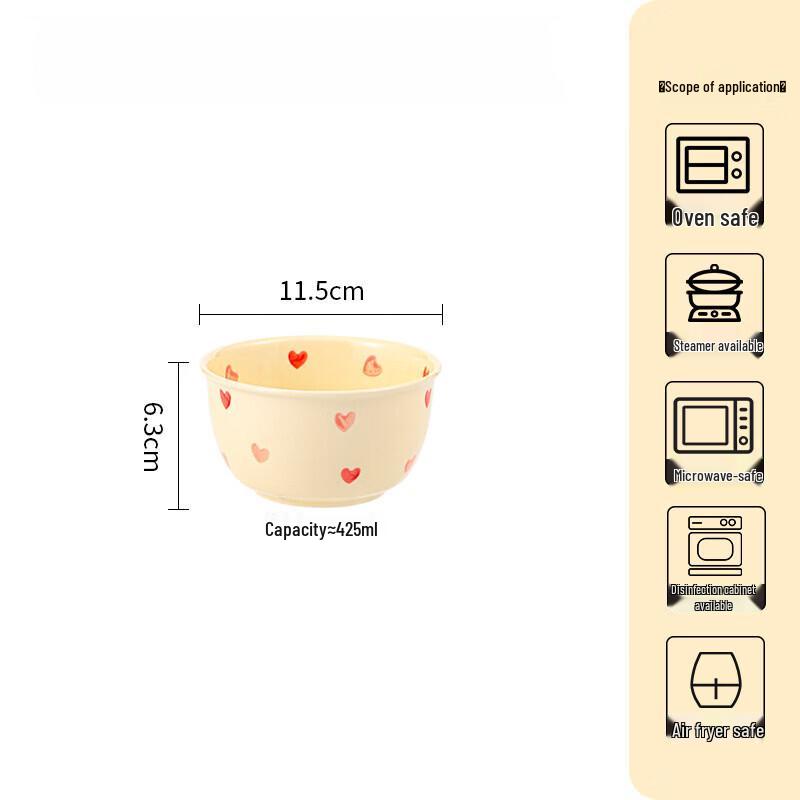 ZISIZ Ceramic Heart-shaped Bowls Set