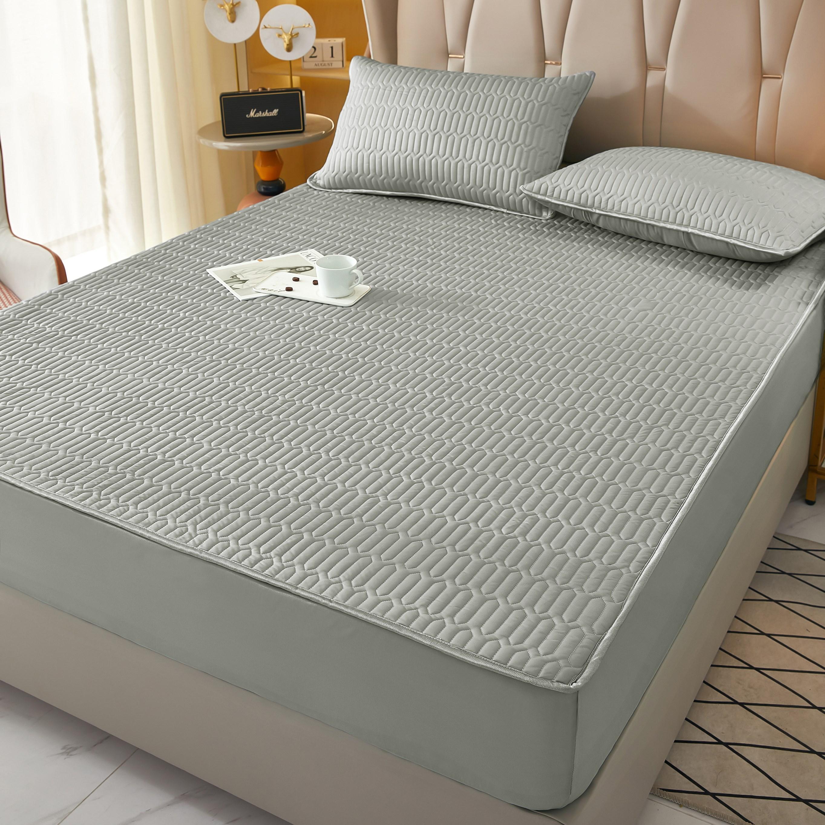 

Waterproof Throw Mattress Cover Bed Fitted Sheet Solid Color Mattress Protector Single/Double/140/160 Muti Size Gray/White Decor 90x200x30cm