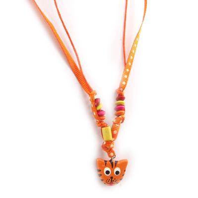 [J8203] - Orange 'Cats' Designer Necklace