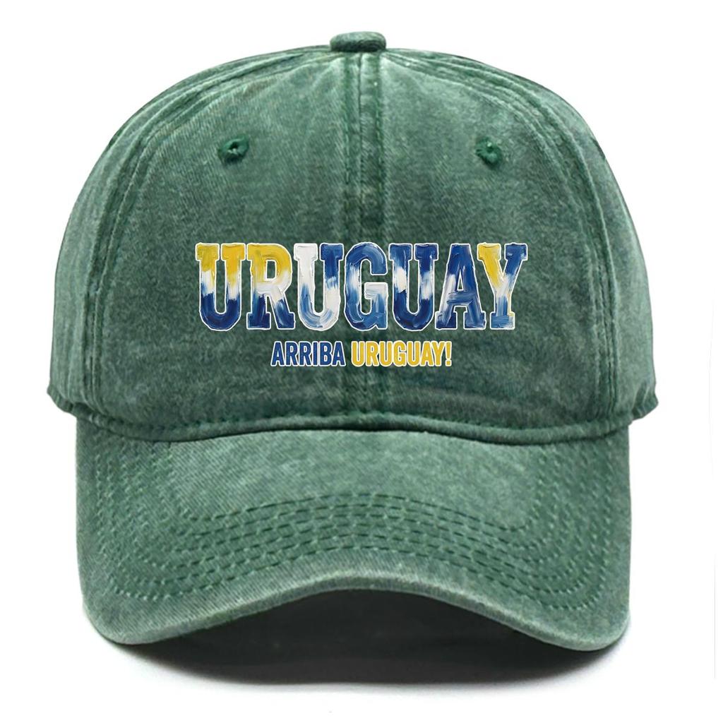 Sun Hat With "URUGUAY" "ARRIBA URUGUAY" Flag Printed , Adjustable Baseball Hat Inelastic Hip Hop Fit Headwear Sports Hat