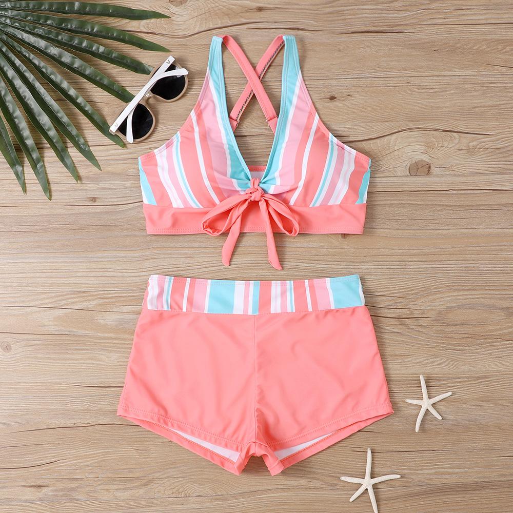 New swimsuit women's split large size flat angle women's skirt bikini print swimsuit