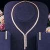 CMM Shiny Cubic Zirconia Elegant Long Dangling Drop Tassel Wedding Costume Necklace Brides Jewelry Sets for Women