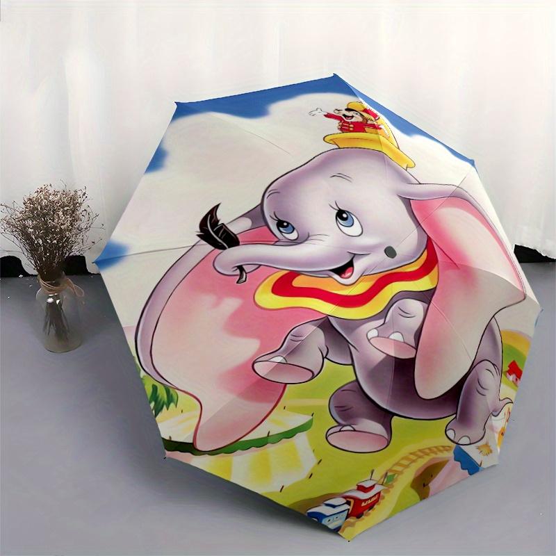 Dumbo Elephant Automatic 3-Fold Cartoon Umbrella Design, Cute Cartoon Pattern, Portable Outdoor Umbrella, Perfect, Holiday Gift for Disney f