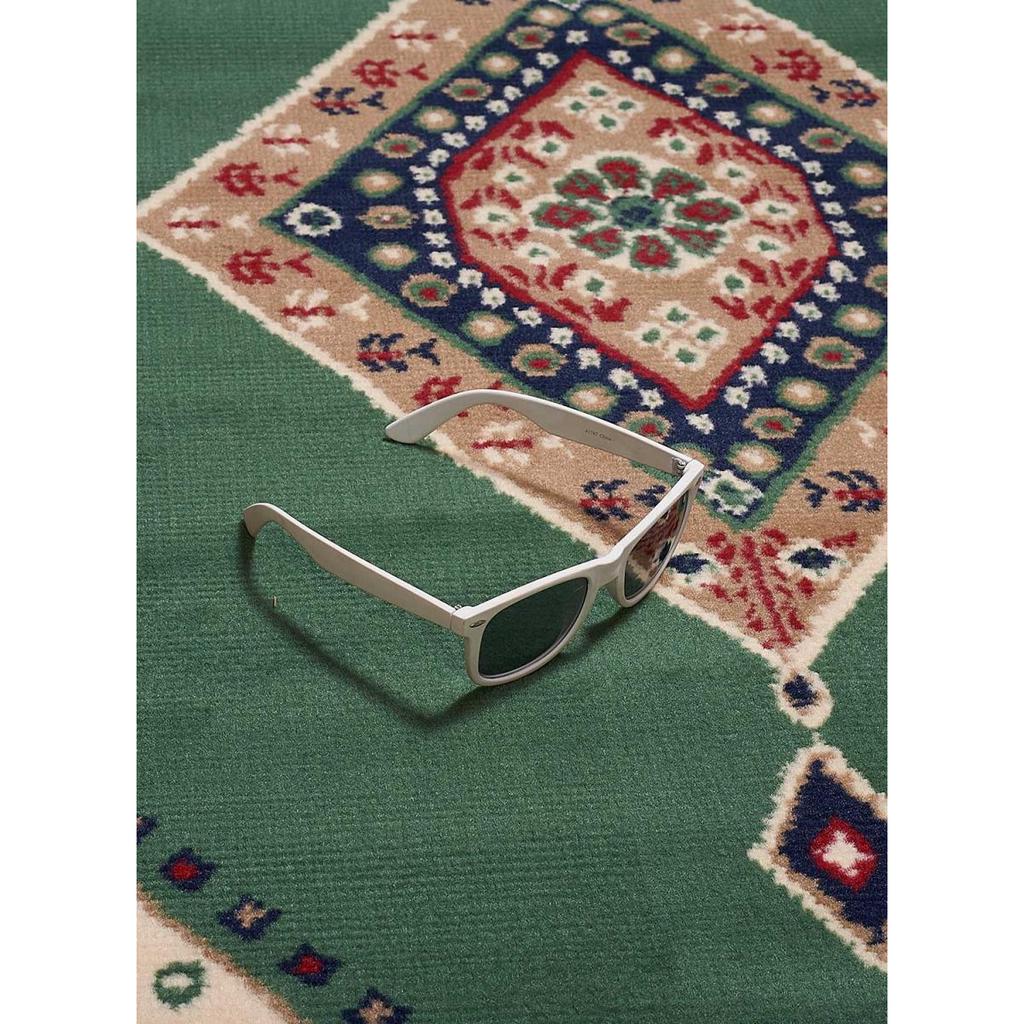 Oriental Style Rug Rectangular BC MEDAILLON Green Entrance Suitable for