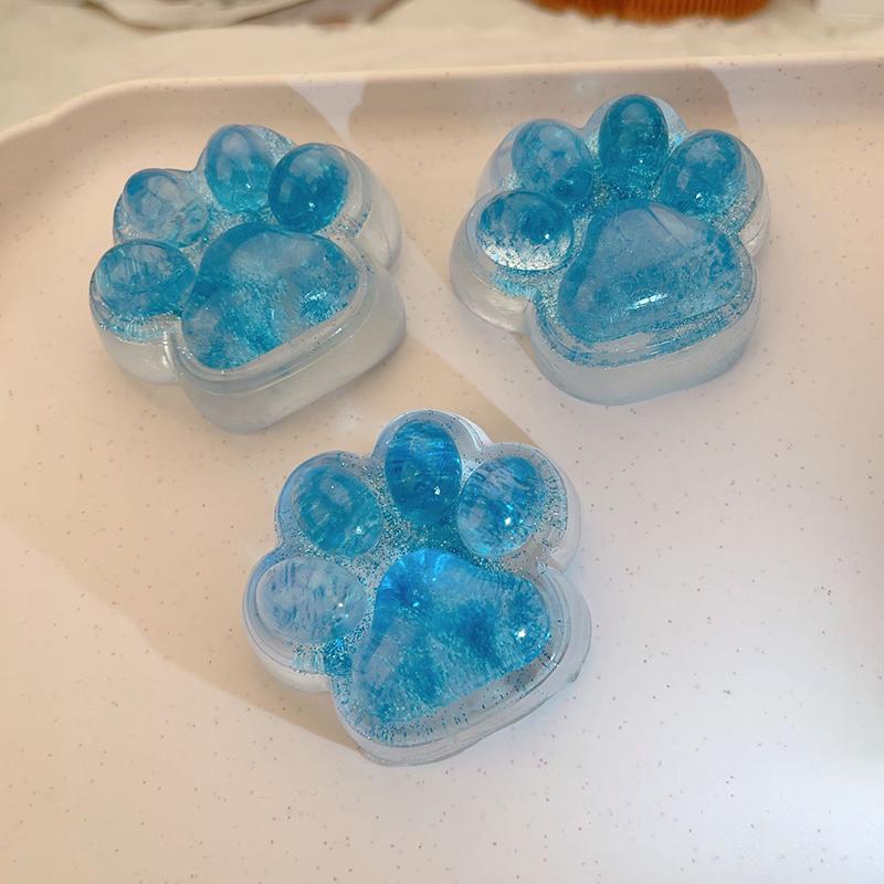 1Pcs Soft Imitation Silicone Ice Through Sea Blue Cat Paw Toys Slow Rebound Decompression Toy Cute Cat Paw Reduce Stress Toy