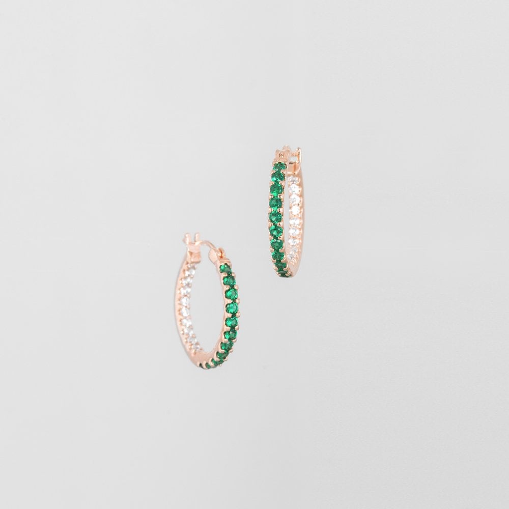 [Judy And Paul] Azuh Emerald Green Crystal Hoop Earrings E51689
