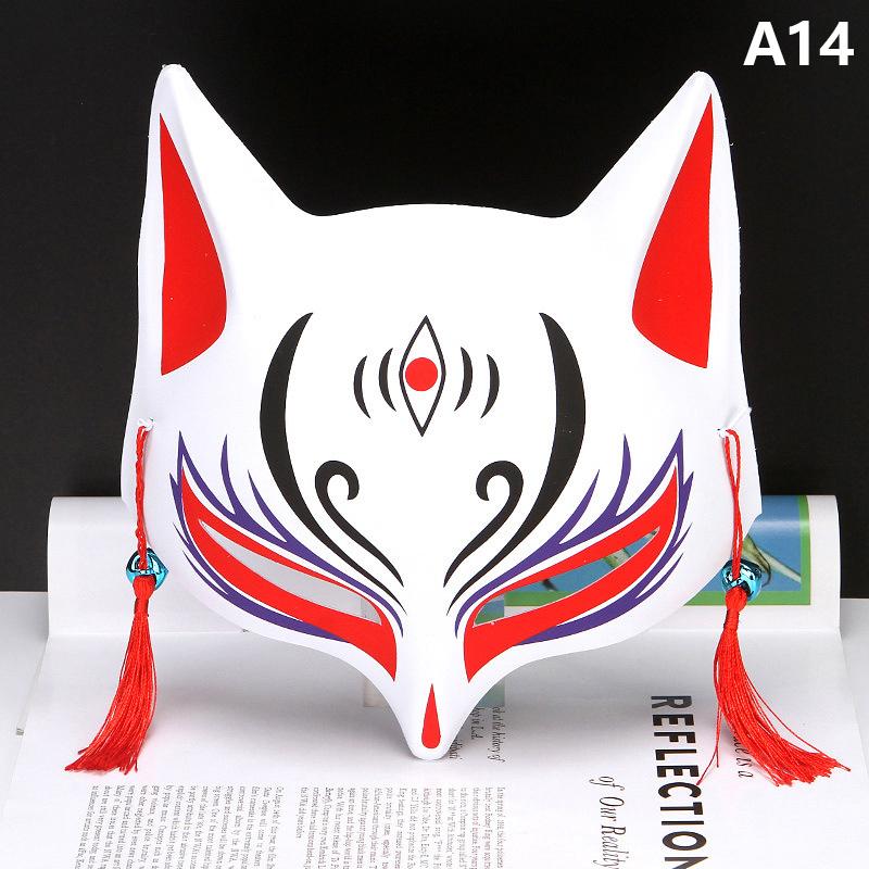 1Pc Anime Half Face Hand-painted Cat Fox Tiger Mask Anime Demon Slayer Masquerade Halloween Festival Party Cosplay Prop