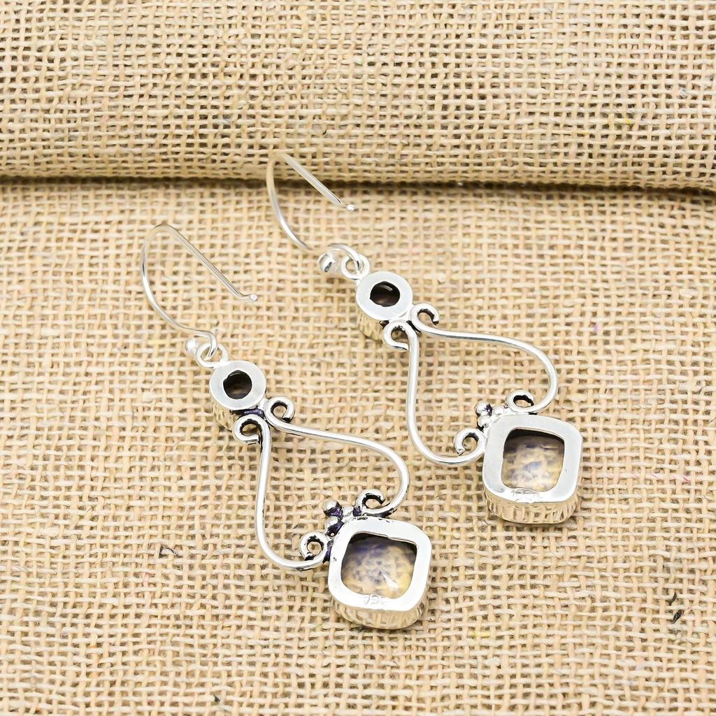 Milky Opal 925 Solid Sterling Silver Earrings, Handmade Gemstone Earrings Jewelry, Gifts For Wife Brand New Earrings