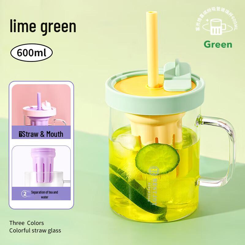 FUGURNG BESTJOY 600ml Glass Straw Cup
