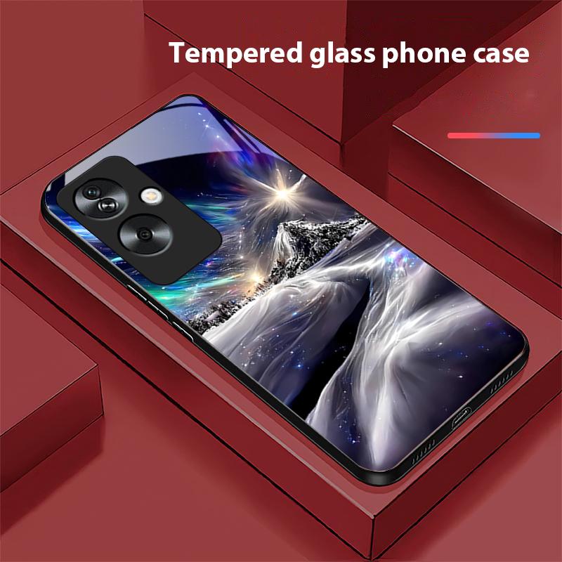 Kolorowa Aurora Dla Oppo A79 5G 58 78 74 60 4G Reno 11F Realme GT 6 11 Note 50 10 C55 X2 Szkło Hartowane Czarny Pokrowiec na Telefon