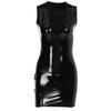 2024 High Elastic Mirror PU Leather V-Neck Sleeveless Sexy Dress for Women