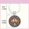 Paris Sunset Scene Keychain With Glass Pendant For Gift And Decoration