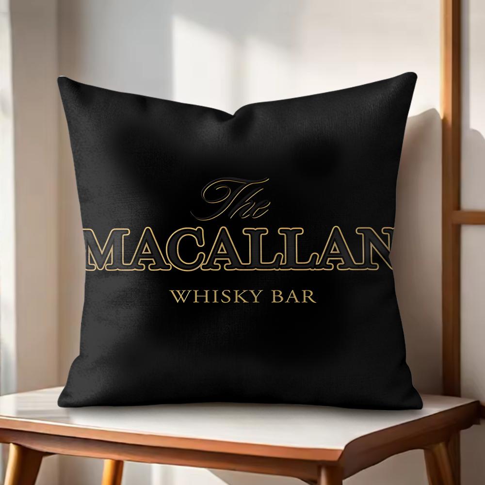 

MMacallanNS wWhiskey logo Cushion Cover Natural Linen Organic Fabric DoubleSided Printing Couch Pillow Covers Home Decor 30x30cm