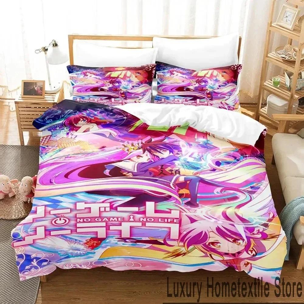 3D No Game No Life Anime Bedding Set Boys Girls Twin Queen King Size Duvet Cover Pillowcase Bed boys Adult Home Textileextile