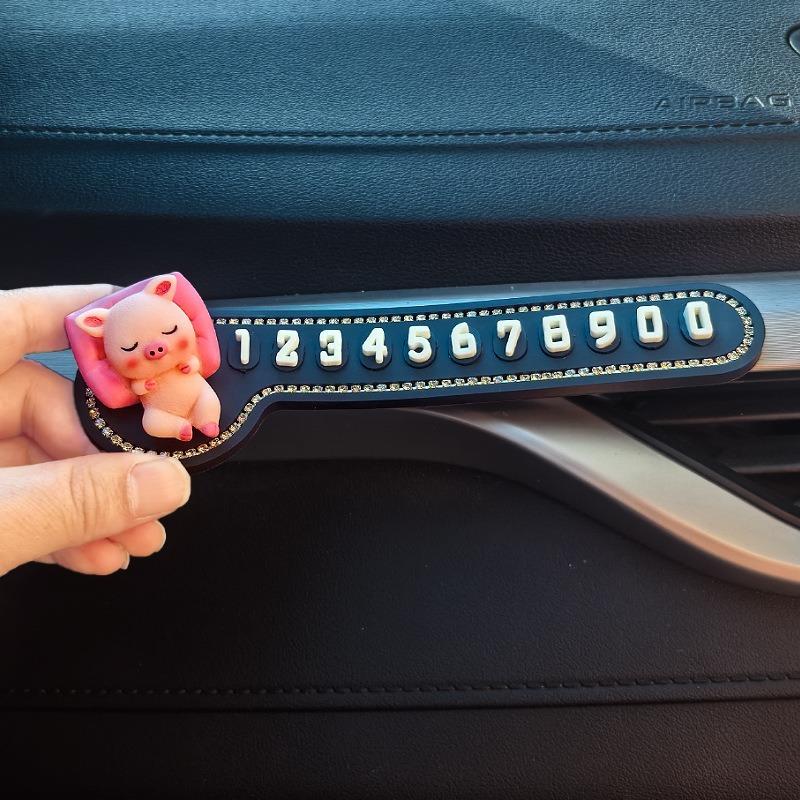 Car Temporary Parking Sign Cute Design Phone Number Card Dashboard Stop Sign ABS Material Auto Interior Decor for Car