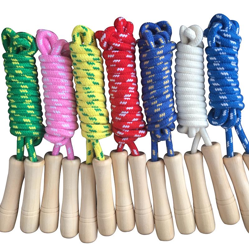 Adjustable Wooden Skipping Rope for All Ages - Cotton Rope for Beginners and Fitness
