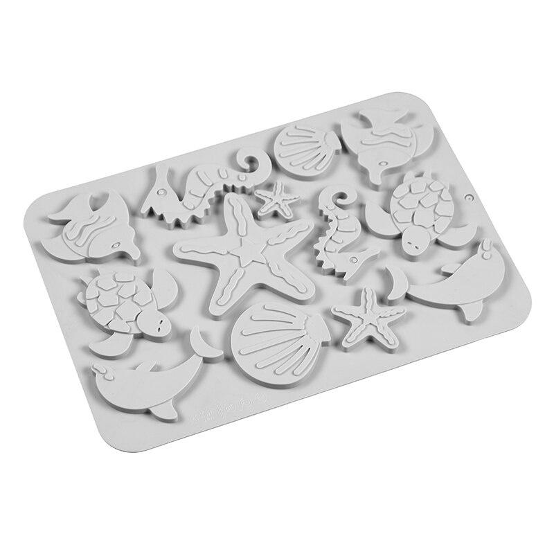 

Креативний підводний світ Conch Shell Mould 3D DIY Практична хвиля Зірка Помадка Прикраса торта Тиснення Форма Силіконова форма світло-сірого кольору