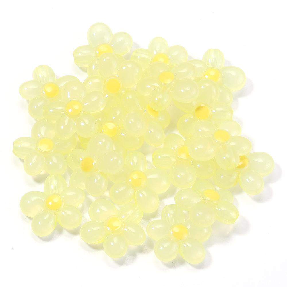 20pcs 20.5x21mm Flower Acrylic Beads Colorful Five Petals Flower Loose Beads For Jewelry Making DIY Bracelet Earrings Keychain