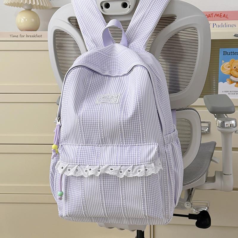 School bag new style for women, INS large capacity high school student leisure travel backpack, candy color-block, sweet style backpack