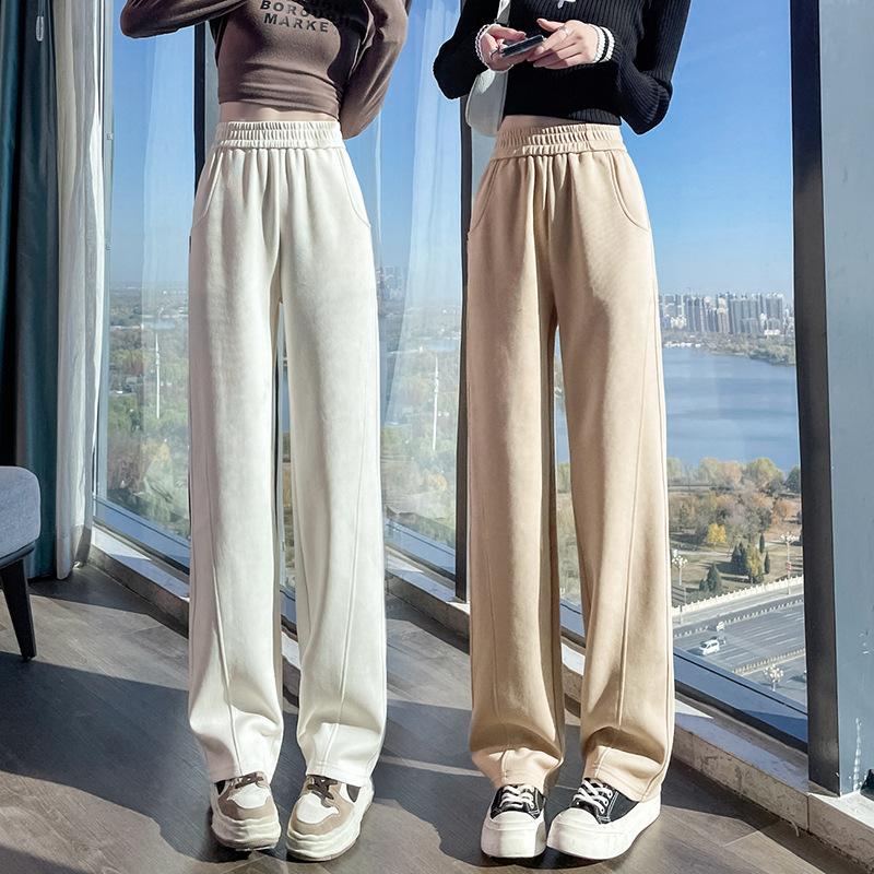 White Casual Sports Pants for Women Spring New Hot-Selling Narrow Version Banana Pants High Waist Loose Straight Wide-Leg Pants