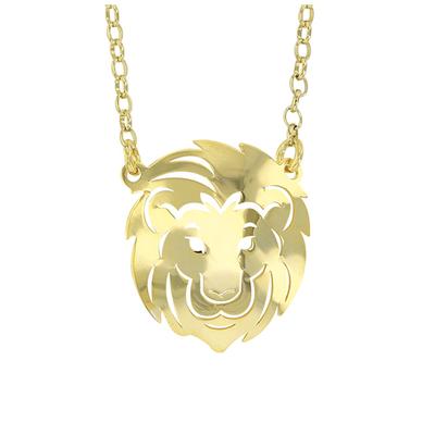 [R2847] - Artisan Silver Necklace 'Jungle' Gold - 22x20 Mm (lion)