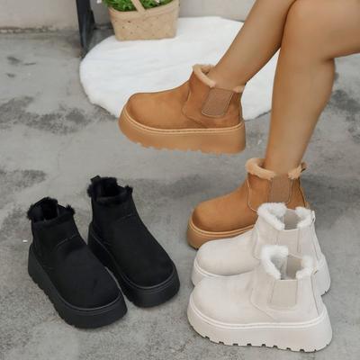 Invierno nuevo terciopelo de suela gruesa botas de nieve engrosadas para mujer comercio exterior talla grande cálidas toalla botines cortos zapatos de algodón