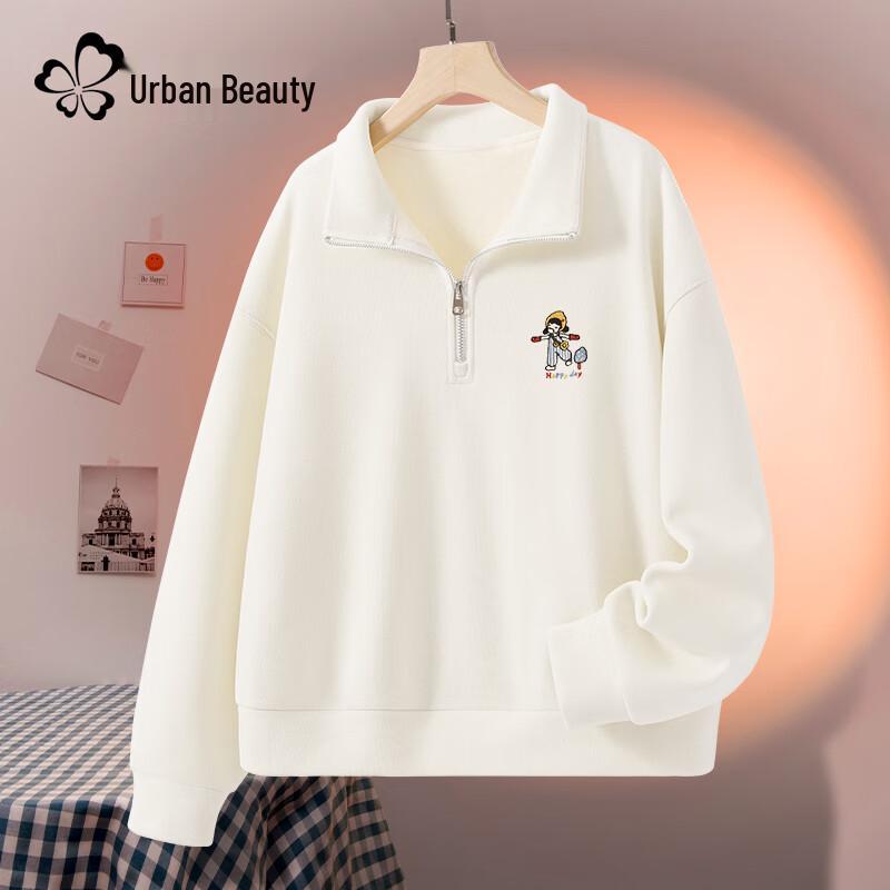 Dushi Liren Women's Fleece-Lined Half-Zip Polo Sweatshirt