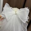 Elegante Velo da Sposa con Doppio Fiocco: Squisito Tocco di Pizzo Per il Tuo Velo da Sposa con Fermaglio Bianco Sacro per Acconciatura da Sposa