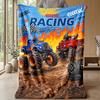 Racing Monster Truck Art Theme Blanket Lightweight Warm Flannel Blanket Decorative Throw Blanket for Home Decoration