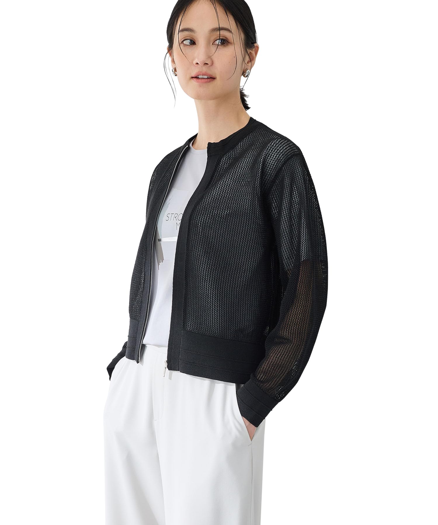 

AC от Alpha Cubic Трикотажный блузон из сетки Размер Размер L (Ручная стирка), Женский 355588, Черный, чёрный