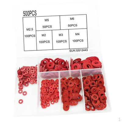 500Pcs Red Insulation Flat Washer Set Gasket Paper Meson