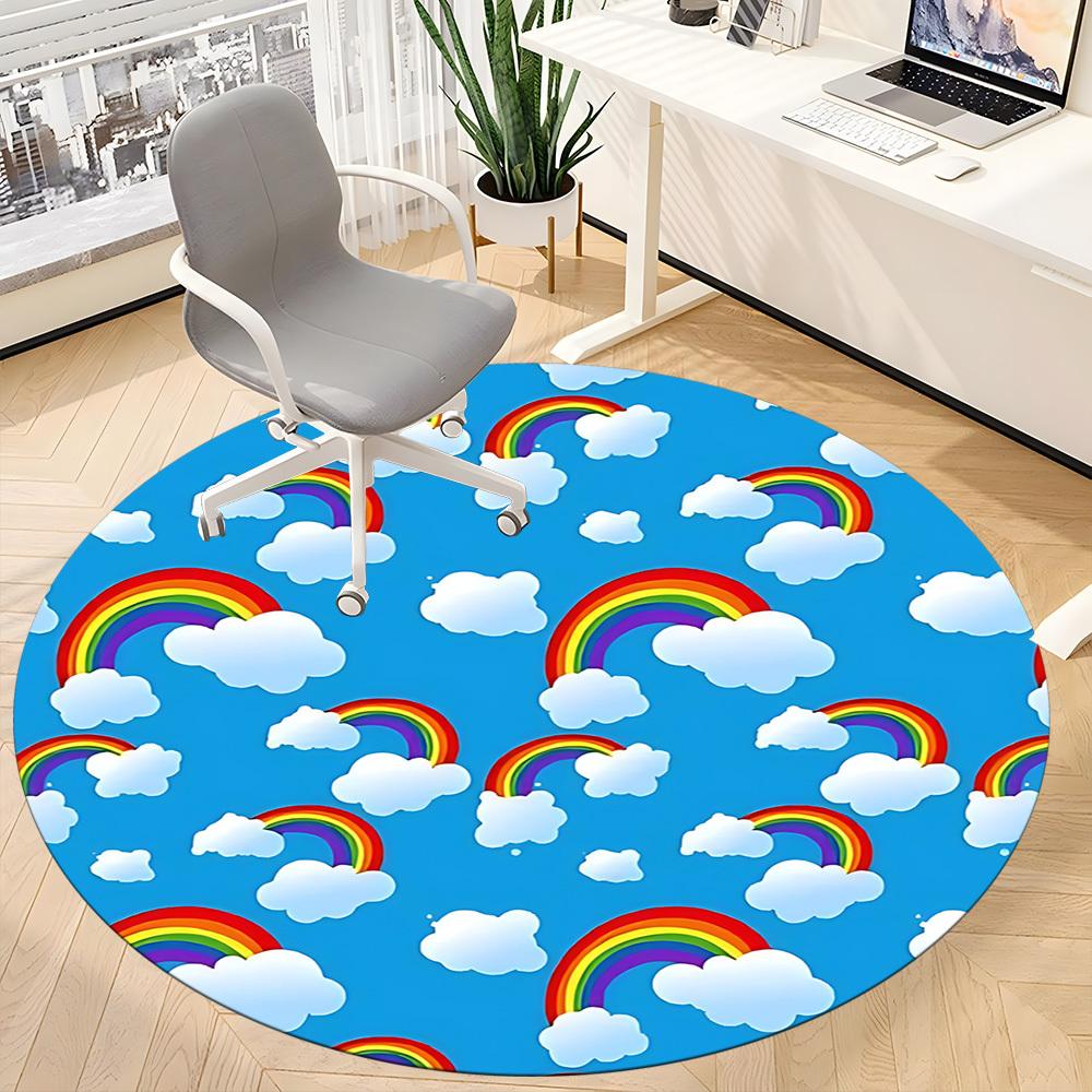 1 Stück Stuhlteppich mit Regenbogen-Wolken-Muster für das Büro, , Rutschfester Teppich, Sehr gut geeignet für Büros, Bauernhäuser, Outdoor-Teppich yy251120032