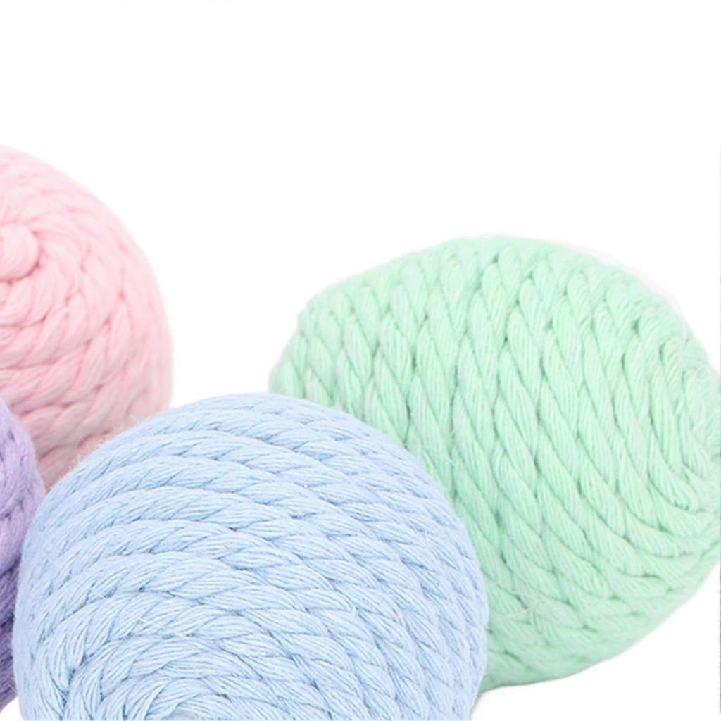 4Pcs Cat Cotton Rope Balls with Rustling Stone Boredom Relief Interactive Woven Cat Ball Toys for Kitten Cat
