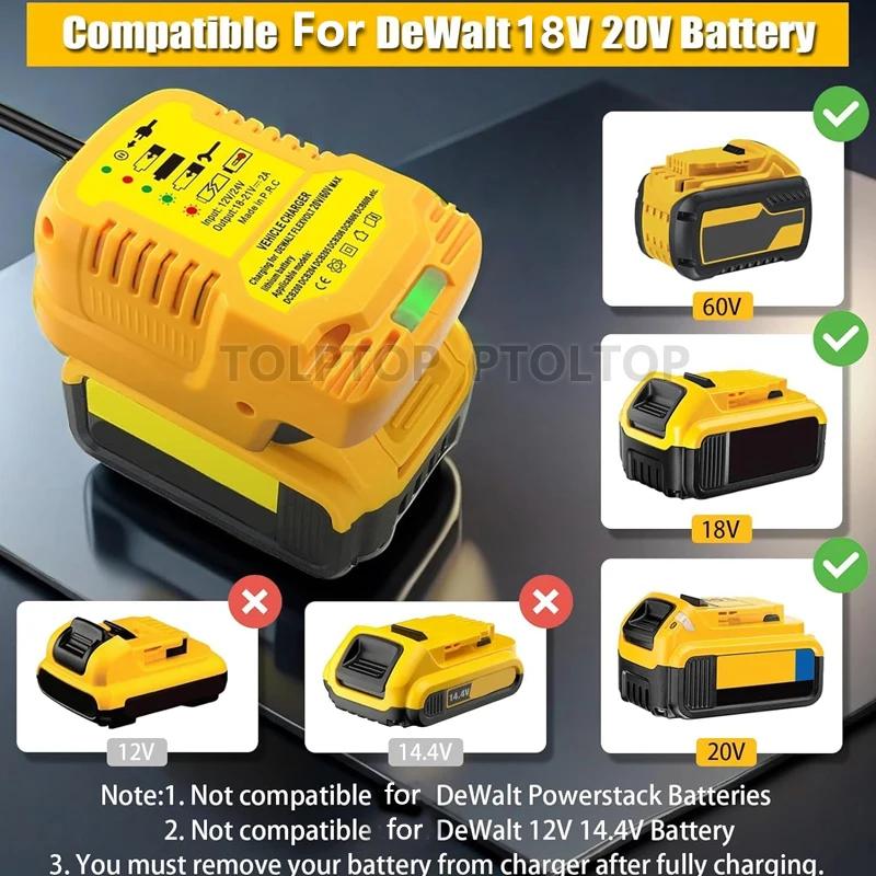 Portable Charger For Makitas/Milwaukee/Dewalt 18V 20V Lithium-Ion Battery Replace Charger Car Cigarette Lighter Plug