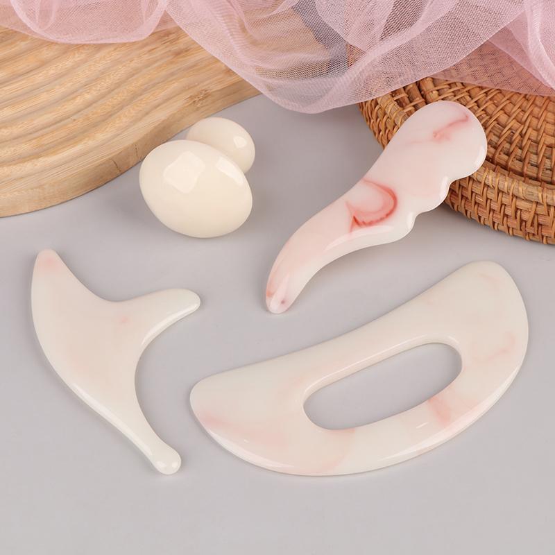 Pink Series Bending Knife Scraping Mushroom Shaped Facial Beauty Gua Sha Board Resin Massager Body Spa Acupuncture Physical