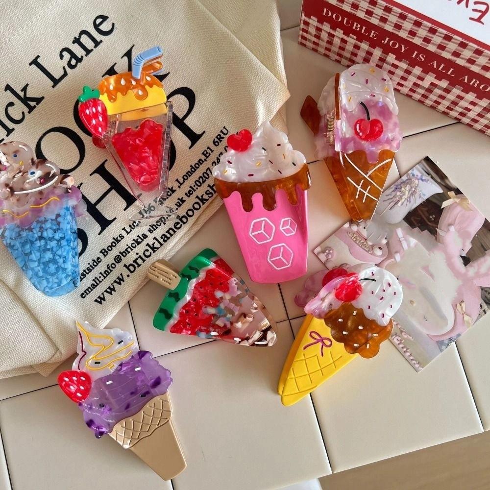Popsicle Ice Cream Hair Claw Watermelon Acetic Acid Shark Grab Fruit Cone Hair Claw Travel