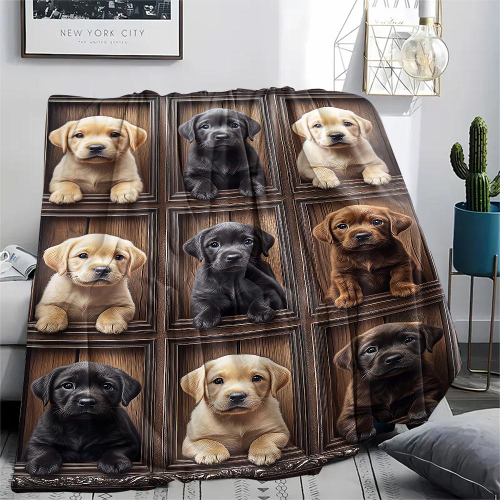 1Pc Border Collie Retriever Print Flannel Blanket, High quality Comfortable for All Seasons, Home Decor, Warmth and Comfort, Perfect for Gifts