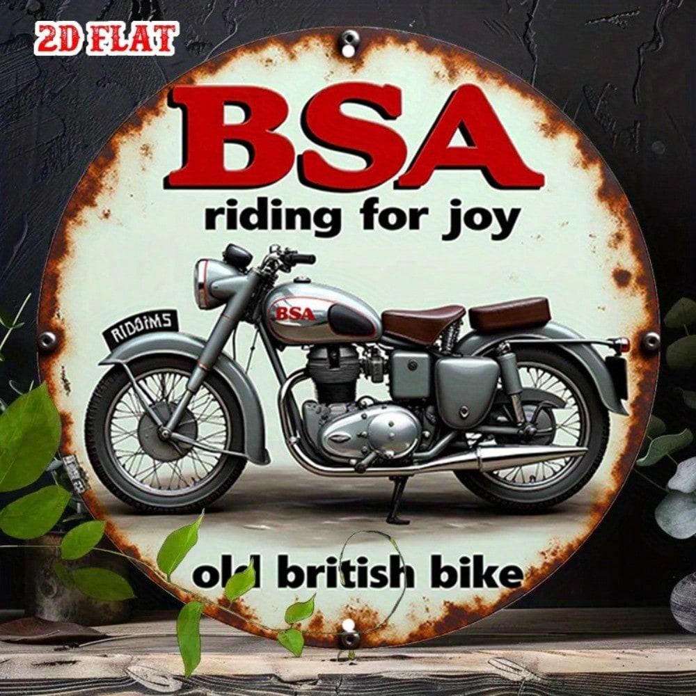 Vintage BSA Motorcycle Metal Tin Sign Retro Garage Bar Wall Decor Art 20x20