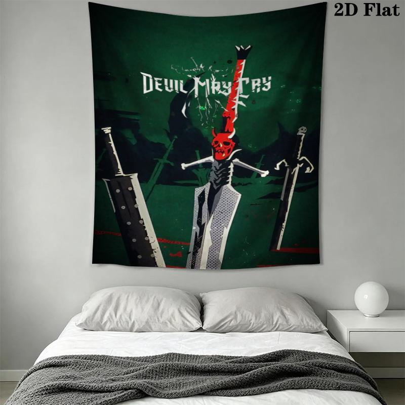 Devil May Cry Wall Tapestry Aesthetic Wall Hanging Printed Fabric Blanket Decorative Tapestries for Bedroom Living Room Home Decor