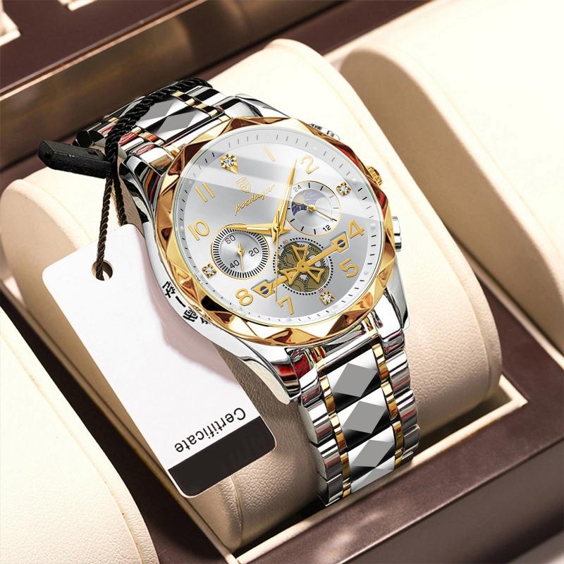 New Luxury Quality Men's Watch Quartz Non-mechanical Waterproof Luminous Fashion Upscale Watch Calendar Steel Strap Triple Display Watch Watch Watch
