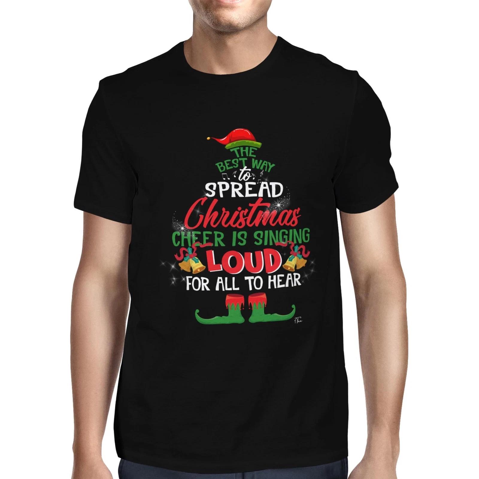1Tee Mens The Best Way to Spread Christmas Cheer - Singing Loud - Elf T-Shirt M