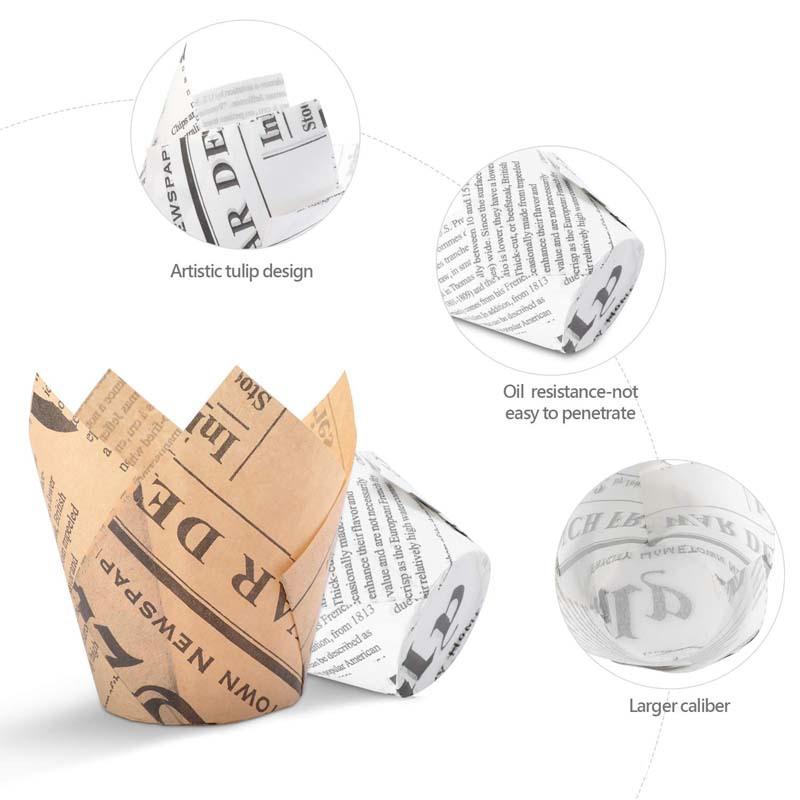 Tulip Cupcake Wrapping Paper Oil-Proof Bread Holder Newspaper Cup Printing English Goblet Of Fire 200