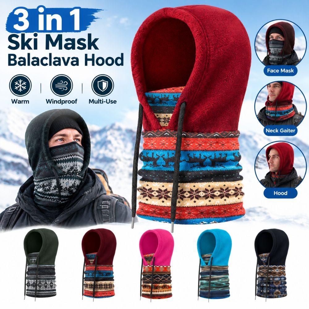 Full Coverage Winter Hat Adjustable Drawstring Warm Head Cover New Ski Mask  Outdoor Sports