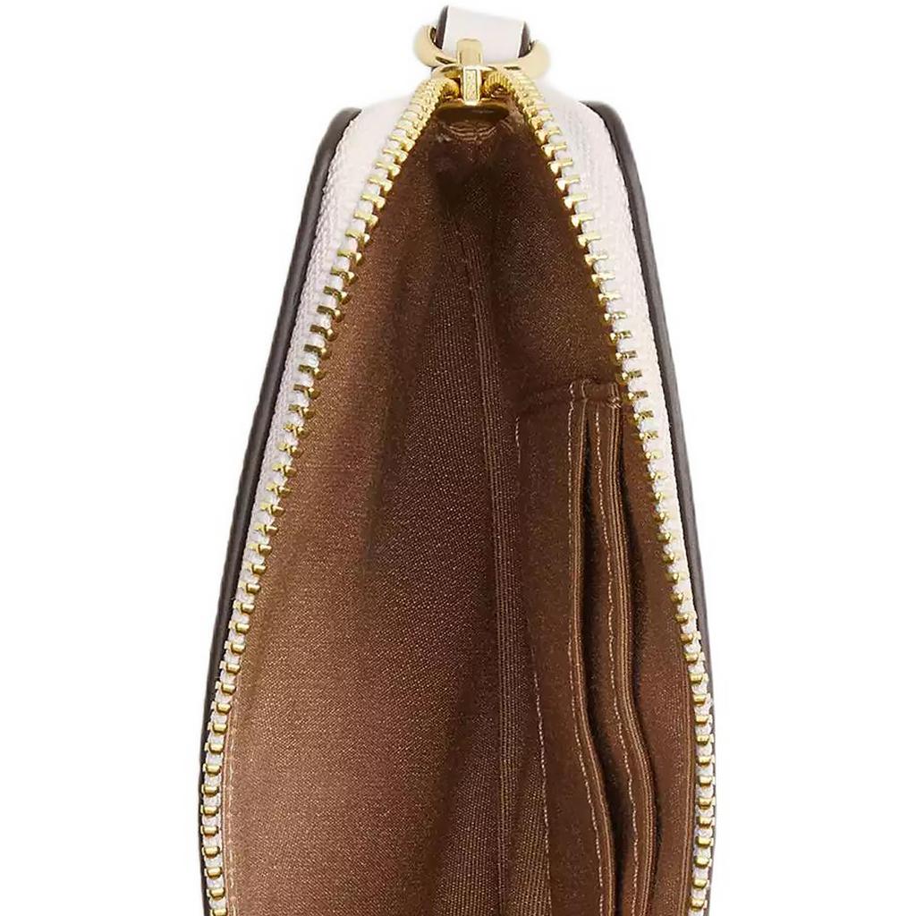 New COACH Corner Zip Pebbled Leather Wallet Small Women's Gold & Chalk Multicolor CAQ54-IMCAH