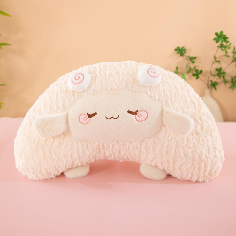 Almofada de Pelúcia de Ovelha Fofa com Material de Pelúcia Curta para Decoração de Cama Infantil